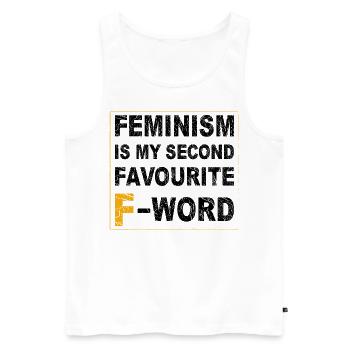 Feminismus ist mein zweitliebstes F-Wort - Männer Premium Bio Tank Top - Weiß - Vorne - AI Model Male 178 light (178cm)