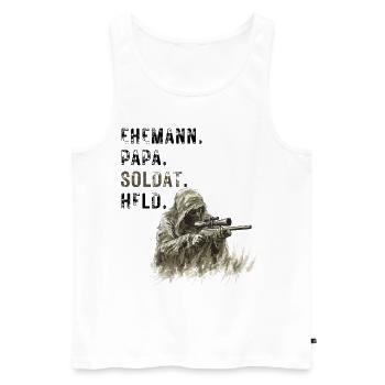 Ehemann Papa Soldat Held - Männer Premium Bio Tank Top - Weiß - Vorne - AI Model Male 178 light (178cm)