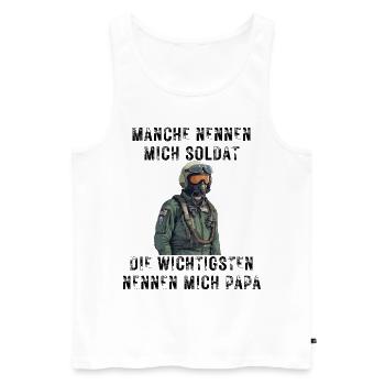 Soldat Papa - Männer Premium Bio Tank Top - Weiß - Vorne - Michal (187cm)