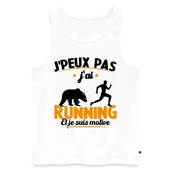 Je Peux Pas J ai Running Et Je Suis Motivé - Débardeur bio Premium Homme - blanc - Devant - AI Model Male 178 light (178cm)