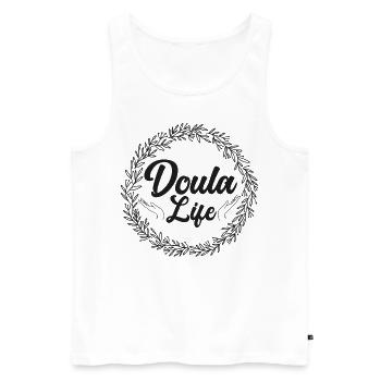 Doula Travailleuse à la naissance Doula fleur - Débardeur bio Premium Homme - blanc - Devant - Michal (187cm)