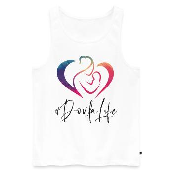Doula Birth Worker Rainbow - Männer Premium Bio Tank Top - Weiß - Vorne - Michal (187cm)