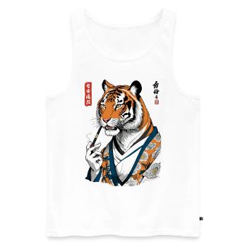 Ukiyo-E Tiger Geisha Anime Vintage Streetwear - Männer Premium Bio Tank Top - Weiß - Vorne - Michal (187cm)