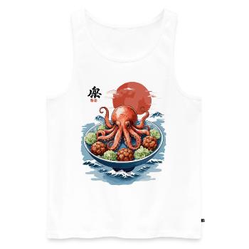 Poulpe Ramen Ukiyo-E Japon Vintage Anime Art - Débardeur bio Premium Homme - blanc - Devant - Michal (187cm)