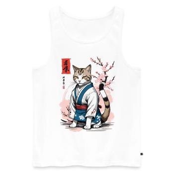 Kimono Cat Asian Japan Ukiyo-E Retro Art - Men's Premium Organic Tank Top - white - Front - Michal (187cm)
