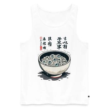 Yokai Ramen Ukiyo-E Horreur Kanji Design - Débardeur bio Premium Homme - blanc - Devant - AI Model Male 178 light (178cm)