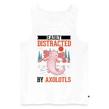 Facilement distrait par les axolotls Amphibien à queue - Débardeur bio Premium Homme - blanc - Devant - Michal (187cm)