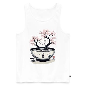 Japanische Kirschblüten Ukiyo-E Kanji Ästhetik - Männer Premium Bio Tank Top - Weiß - Vorne - Michal (187cm)