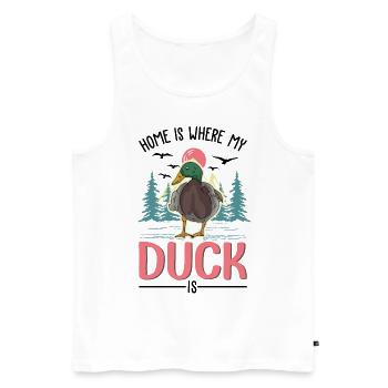 La maison, c’est là où sont mes canards - Débardeur bio Premium Homme - blanc - Devant - Michal (187cm)