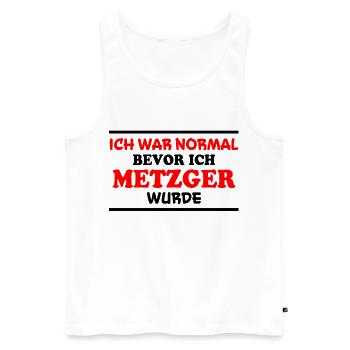 Metzger Spruch Fleischer Lustiges Metzger Geschenk - Männer Premium Bio Tank Top - Weiß - Vorne - Michal (187cm)
