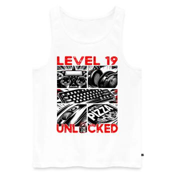 Birthday Level 19 Unlocked Gaming & Gamer - Men's Premium Organic Tank Top - white - Front - Michal (187cm)