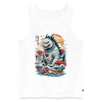 Ukiyo-E Cat Monster Tokyo Cat Streetwear - Men's Premium Organic Tank Top - white - Front - AI Model Male 178 light (178cm)