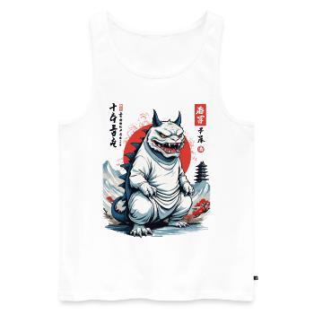 Monster Cat Japan Streetwear Cat Design - Men's Premium Organic Tank Top - white - Front - Michal (187cm)