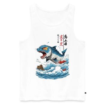 Ukiyo-E Fish Monster Vintage Style - Men's Premium Organic Tank Top - white - Front - AI Model Male 178 light (178cm)
