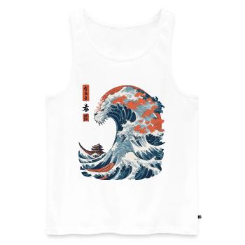 Monster Wave Japon Ukiyo-E Streetwear Vintage - Débardeur bio Premium Homme - blanc - Devant - AI Model Male 178 light (178cm)