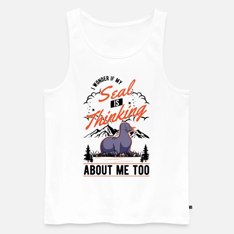 Robbe Geschenk Seehund Seelöwe - Männer Premium Bio Tank Top - Weiß