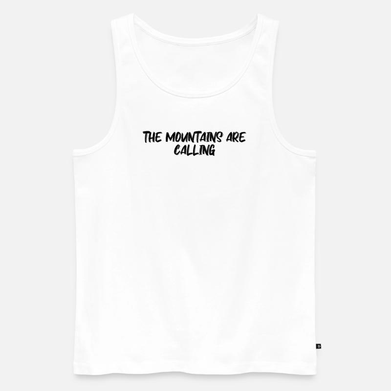 Wandern - The Mountains Are Calling - Männer Premium Bio Tank Top - Weiß