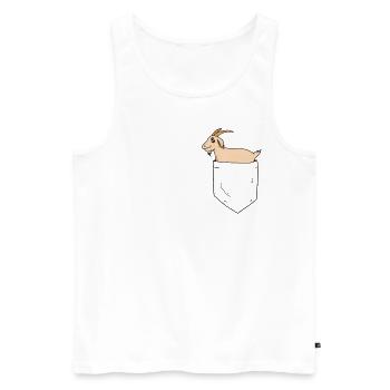 Ziege in Brusttasche - Männer Premium Bio Tank Top - Weiß - Vorne - Michal (187cm)