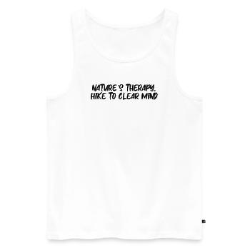 Wandern - Nature's therapy, hike to clear mind - Männer Premium Bio Tank Top - Weiß - Vorne - Michal (187cm)