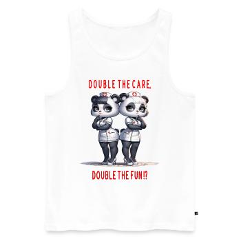 Panda Nurses, Double the Care Double the Fun - Men's Premium Organic Tank Top - white - Front - AI Model Male 178 light (178cm)