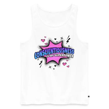 Conscientiousness is my superpower - Men's Premium Organic Tank Top - white - Front - Michal (187cm)