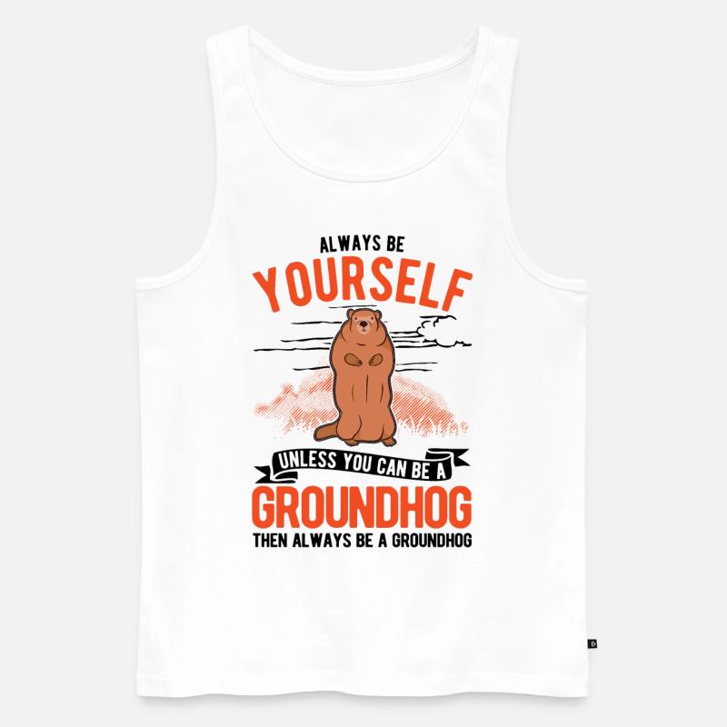 Murmeltier Groundhog Waldmurmeltier - Männer Premium Bio Tank Top - Weiß