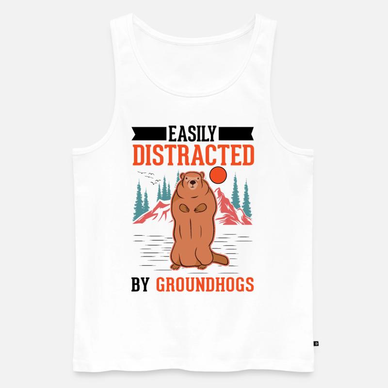 Murmeltier Groundhog Waldmurmeltier - Männer Premium Bio Tank Top - Weiß