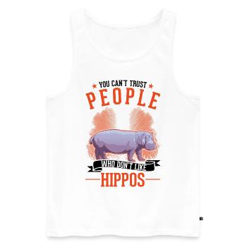Amoureux de l’hippopotame Hippopotame Hippopotame - Débardeur bio Premium Homme - blanc - Devant - AI Model Male 178 light (178cm)