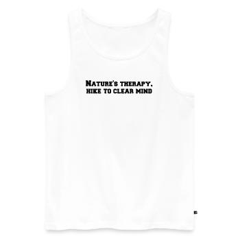 Wandern - Nature's therapy, hike to clear mind - Männer Premium Bio Tank Top - Weiß - Vorne - Michal (187cm)
