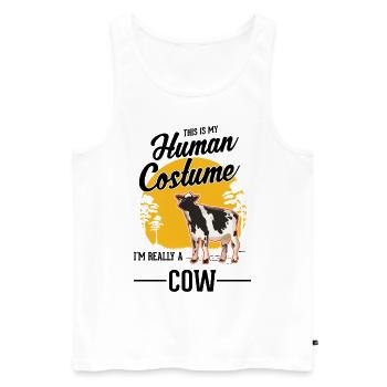 Cow Costume Farmer Cattle Breeder - Men's Premium Organic Tank Top - white - Front - Michal (187cm)