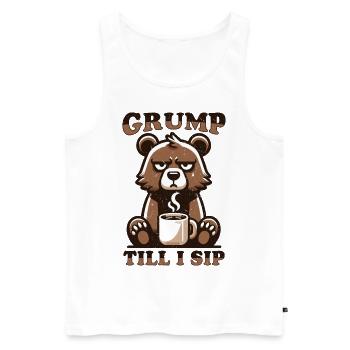 Grumpy bear with coffee - Men's Premium Organic Tank Top - white - Front - Michal (187cm)