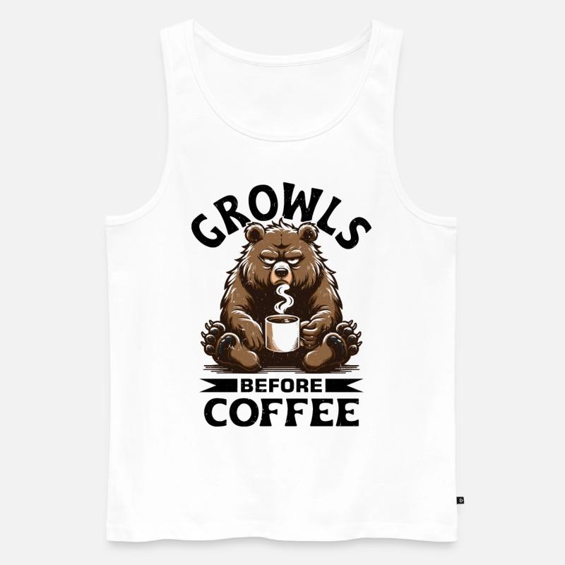Grumpy bear with coffee - Men's Premium Organic Tank Top - white