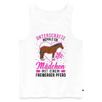 Freiberger Pferd Mädchen - Männer Premium Bio Tank Top - Weiß - Vorne - AI Model Male 178 light (178cm)