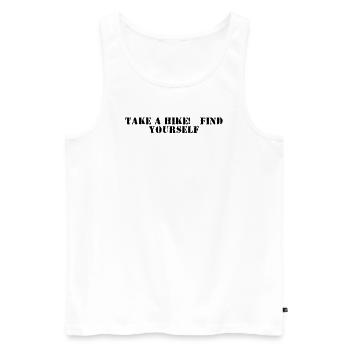 Wandern - Take a hike, find yourself - Männer Premium Bio Tank Top - Weiß - Vorne - Michal (187cm)