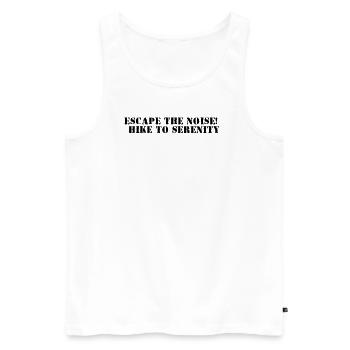 Wandern - Escape the noise, hike to serenity - Männer Premium Bio Tank Top - Weiß - Vorne - AI Model Male 178 light (178cm)