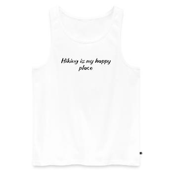 Wandern - Hiking is my happy place - Männer Premium Bio Tank Top - Weiß - Vorne - Michal (187cm)