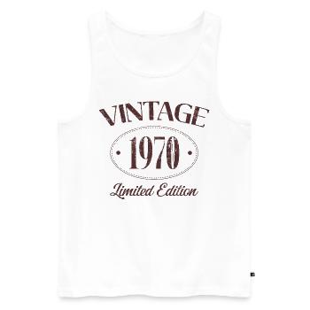 Années 1970 édition limitée anniversaire des années 1970 - Débardeur bio Premium Homme - blanc - Devant - Michal (187cm)