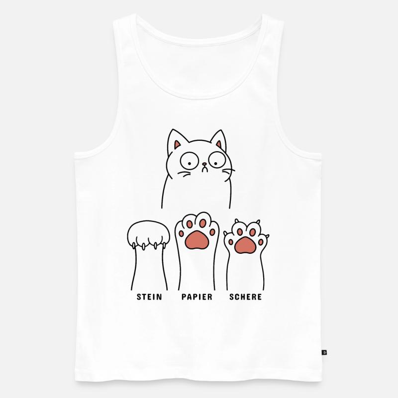 Verwirrte Katze Stein Papier Schere - Männer Premium Bio Tank Top - Weiß