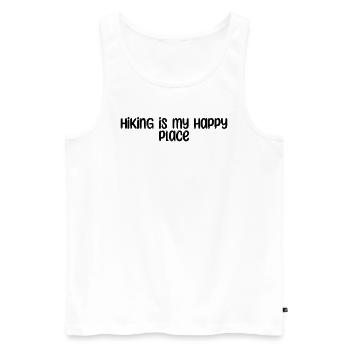 Wandern - Hiking is my happy place - Männer Premium Bio Tank Top - Weiß - Vorne - Michal (187cm)