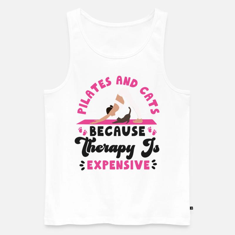 Instructeur de Pilates Enseignant Chat - Débardeur bio Premium Homme - blanc