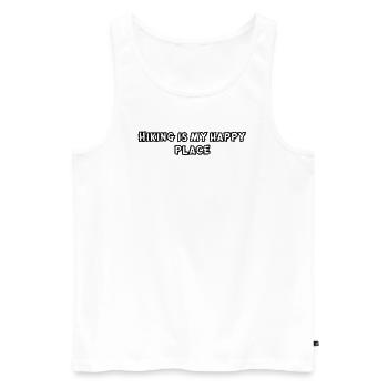 Wandern - Hiking is my happy place - Männer Premium Bio Tank Top - Weiß - Vorne - Michal (187cm)