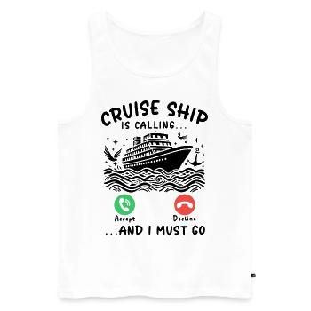 Le bateau de croisière m’appelle et je dois y aller - Débardeur bio Premium Homme - blanc - Devant - Michal (187cm)