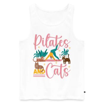 Instructeur de Pilates Enseignant Chat - Débardeur bio Premium Homme - blanc - Devant - Michal (187cm)
