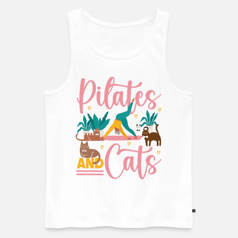 Instructeur de Pilates Enseignant Chat - Débardeur bio Premium Homme - blanc