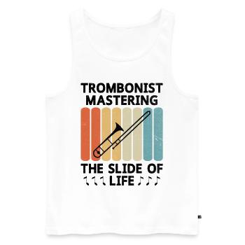 Trombonist Trombone Player Marching Band Trombone - Men's Premium Organic Tank Top - white - Front - AI Model Male 178 light (178cm)