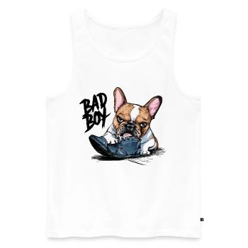 Französische Bulldogge zerkautem Schuh für - Männer Premium Bio Tank Top - Weiß - Vorne - Michal (187cm)