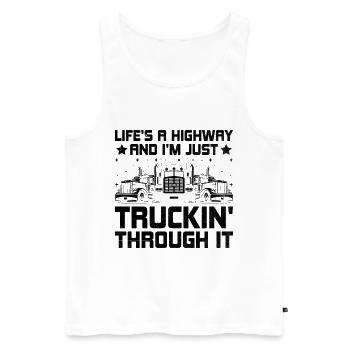 Trucker Driving Dad Trucker Father Truck Driver - Men's Premium Organic Tank Top - white - Front - Michal (187cm)
