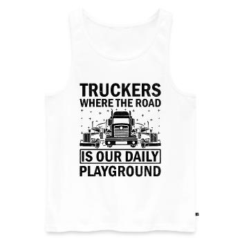 Trucker Driving Dad Trucker Father Truck Driver - Men's Premium Organic Tank Top - white - Front - Michal (187cm)