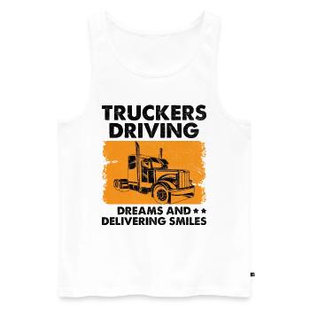Trucker Driving Dad Trucker Father Truck Driver - Men's Premium Organic Tank Top - white - Front - Michal (187cm)