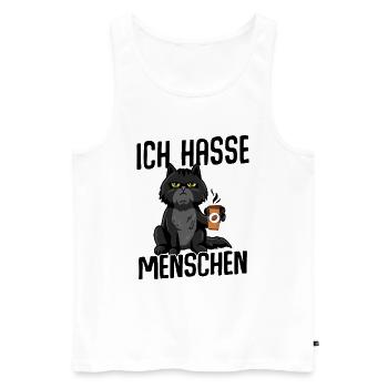 Cat I Hate People WHITE - Men's Premium Organic Tank Top - white - Front - Michal (187cm)